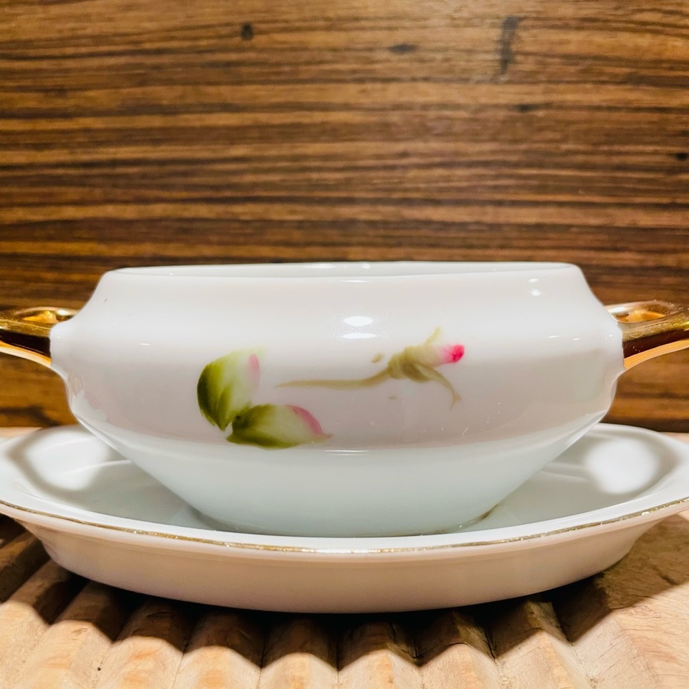 Vintage Lefton China Rose Pattern Covered Dish❤️ - Picture 7 of 12